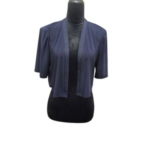 R&M RICHARDS Navy Open Front Short sleeve Cropped  jacket